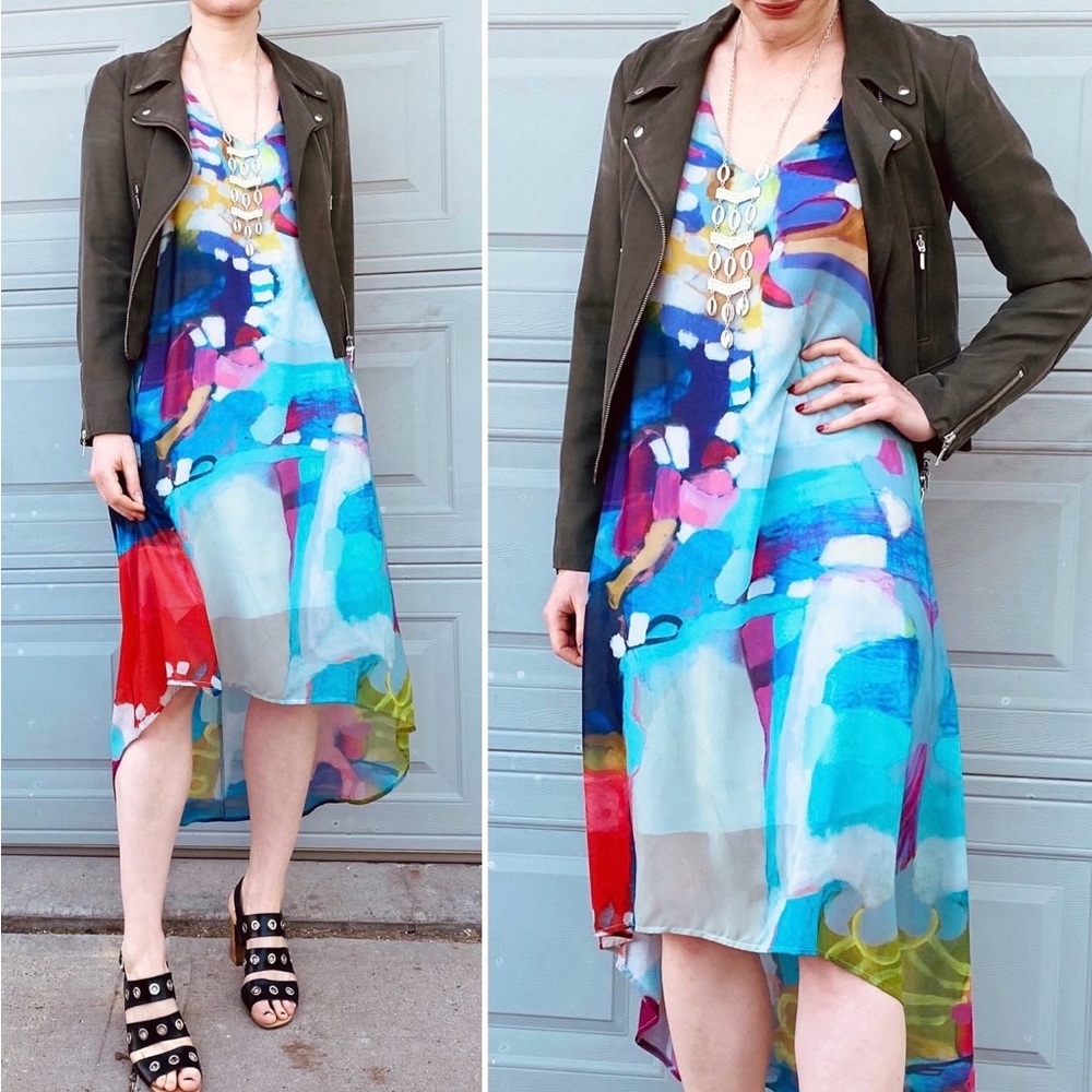NWT Anthropologie Claire Desjardins Abstract Watercolor Sleeveless Dress Sz M